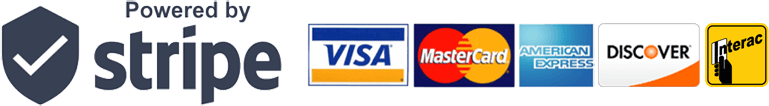 Credit cards accepted: Visa, Mastercard, American Express, Discover, Interac